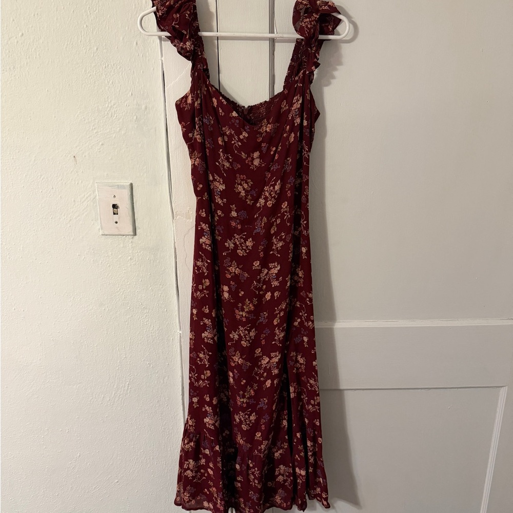 Reformation Burgundy Floral Maxi Dress